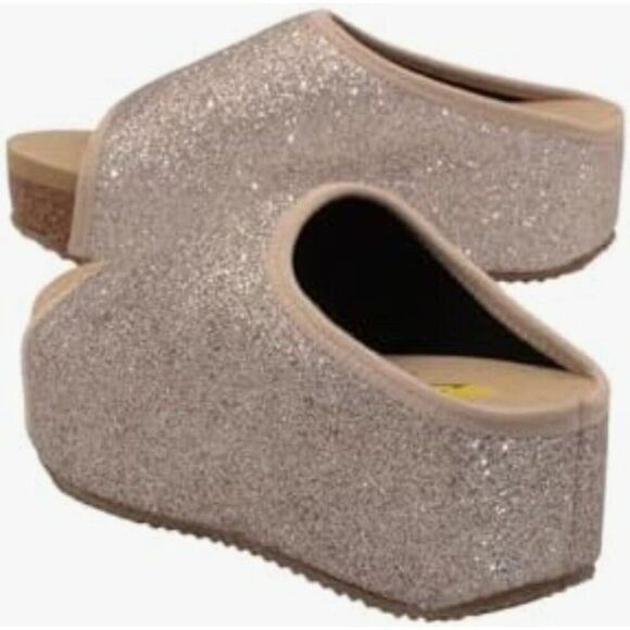 Volatile Womens Slide-On Wedge Sandals 8 Gold Glitter Comfortable Stylish Design - Picture 1 of 6